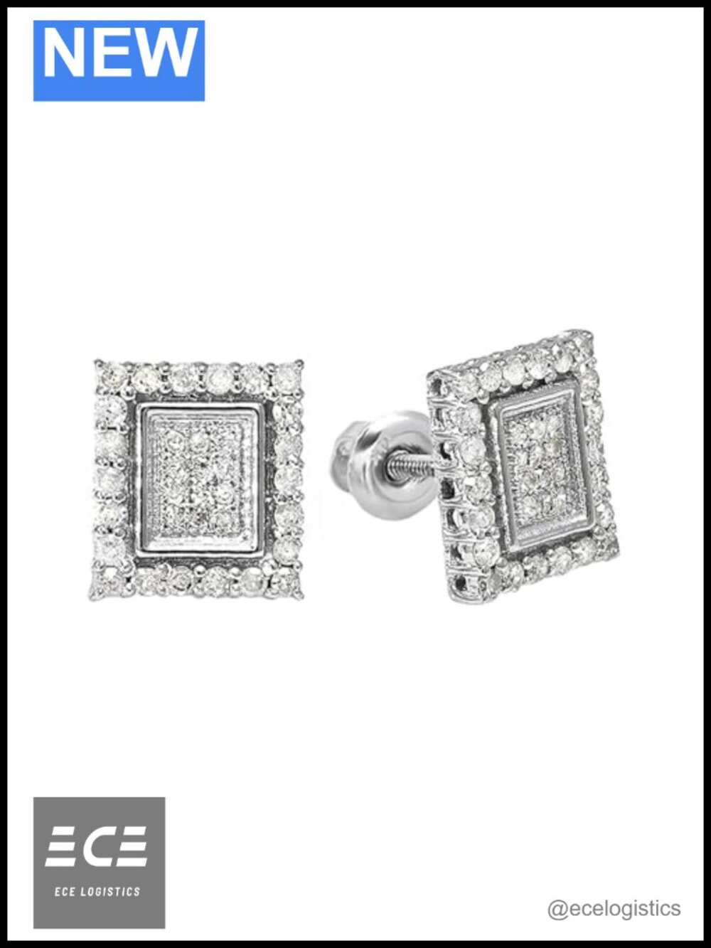 Diamond Stud Earrings 0.40 ctw Sterling Silver Screw Back